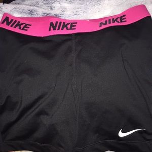 Nike | Shorts | Black Nike Pros Pink Band | Poshmark
